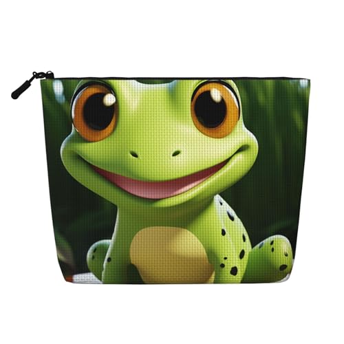 BSCKKDMN Make-up-Tasche mit niedlichem Frosch-Design, wasserdicht, Leinen, Reise-Kosmetiktasche, leichter Reißverschluss, Reise-Kulturbeutel, Organizer, Make-up-Pinsel, Aufbewahrungstasche BSCKKDMN Make-up-Tasche mit niedlichem Frosch-Design, wasserdicht, Leinen, Reise-Kosmetiktasche, leichter Reißverschluss, Reise-Kulturbeutel, Organizer, Make-up-Pinsel, Aufbewahrungstasche von BSCKKDMN
