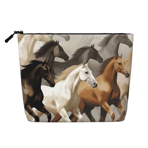BSCKKDMN Make-up-Tasche mit niedlichem Pferd, wasserdicht, Leinen, Reise-Kosmetiktasche, leichter Reißverschluss, Reise-Kulturbeutel, Organizer, Make-up-Pinsel, Aufbewahrungstasche BSCKKDMN Make-up-Tasche mit niedlichem Pferd, wasserdicht, Leinen, Reise-Kosmetiktasche, leichter Reißverschluss, Reise-Kulturbeutel, Organizer, Make-up-Pinsel, Aufbewahrungstasche von BSCKKDMN