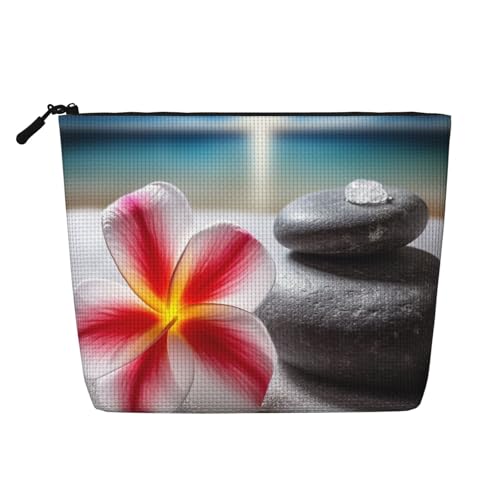 BSCKKDMN Make-up-Tasche mit tropischen Blumen und Zen-Steinen, wasserdicht, Leinen, Reise-Kosmetiktasche, leichter Reißverschluss, Reise-Kulturbeutel, Organizer, Make-up-Pinsel, Aufbewahrungstasche BSCKKDMN Make-up-Tasche mit tropischen Blumen und Zen-Steinen, wasserdicht, Leinen, Reise-Kosmetiktasche, leichter Reißverschluss, Reise-Kulturbeutel, Organizer, Make-up-Pinsel, Aufbewahrungstasche von BSCKKDMN