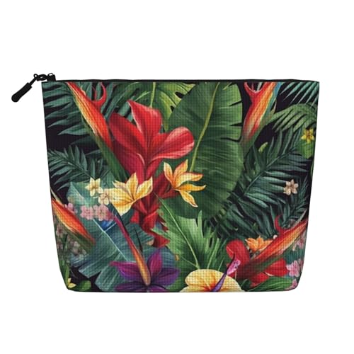 BSCKKDMN Make-up-Tasche mit tropischen Pflanzen und Blumen, wasserdicht, Leinen, Reise-Kosmetiktasche, leichter Reißverschluss, Reise-Kulturbeutel, Organizer, Make-up-Pinsel, Aufbewahrungstasche BSCKKDMN Make-up-Tasche mit tropischen Pflanzen und Blumen, wasserdicht, Leinen, Reise-Kosmetiktasche, leichter Reißverschluss, Reise-Kulturbeutel, Organizer, Make-up-Pinsel, Aufbewahrungstasche von BSCKKDMN