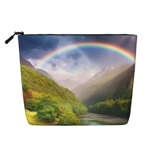 BSCKKDMN Mountain Valley Make-up-Tasche für Damen, wasserdicht, Leinen, Reise-Kosmetiktasche, leichter Reißverschluss, Reise-Kulturbeutel, Organizer, Make-up-Pinsel, Aufbewahrungstasche von BSCKKDMN