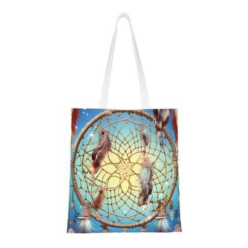 BSCKKDMN Rocks Scenic Tragetasche für Damen, Segeltuch, Schultertaschen mit Taschen, Einkaufstasche, niedlich, wiederverwendbar, Einkaufstasche, Catch Dream Net, Einheitsgröße von BSCKKDMN