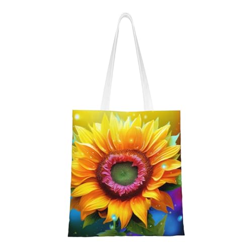BSCKKDMN Rocks Scenic Tragetasche für Damen, Segeltuch, Schultertaschen mit Taschen, Einkaufstasche, niedlich, wiederverwendbar, Einkaufstasche, Mehrfarbige Sonnenblume, Einheitsgröße von BSCKKDMN