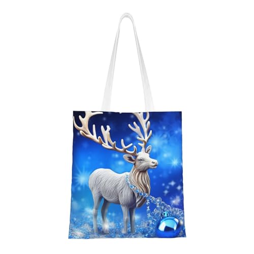 BSCKKDMN Süße Cartoon-Pinguin-Tragetasche für Damen, Canvas-Schultertasche mit Taschen, Einkaufstasche, niedliche, wiederverwendbare Einkaufstasche, Kristall-Rentier Weihnachten, Einheitsgröße BSCKKDMN Süße Cartoon-Pinguin-Tragetasche für Damen, Canvas-Schultertasche mit Taschen, Einkaufstasche, niedliche, wiederverwendbare Einkaufstasche, Kristall-Rentier Weihnachten, Einheitsgröße von BSCKKDMN