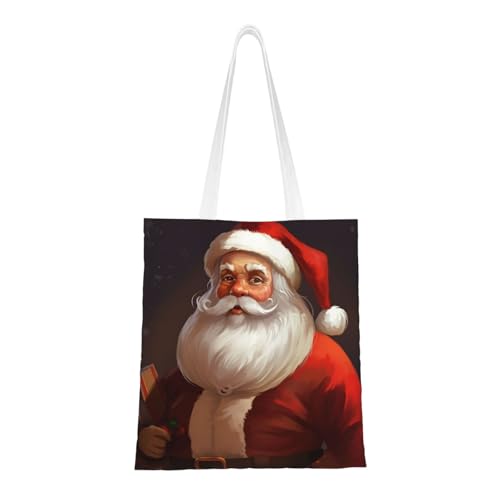 BSCKKDMN Tiger liegend auf Holz Tragetasche für Damen, Segeltuch-Schultertaschen mit Taschen, Einkaufstasche, niedliche, wiederverwendbare Einkaufstasche, Weihnachtsmann, Einheitsgröße von BSCKKDMN