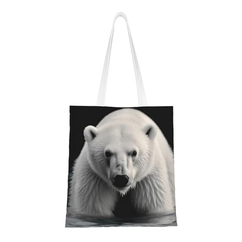 BSCKKDMN Tiger liegend auf Holz Tragetasche für Damen, Segeltuch-Schultertaschen mit Taschen, Einkaufstasche, niedliche, wiederverwendbare Einkaufstasche, eisbär, Einheitsgröße von BSCKKDMN