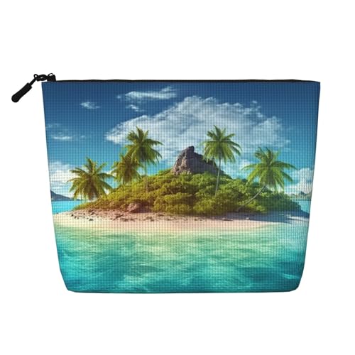 BSCKKDMN Tropical Island Make-up-Tasche für Damen, wasserdicht, Leinen, Reise-Kosmetiktasche, leichter Reißverschluss, Reise-Kulturbeutel, Organizer, Make-up-Pinsel, Aufbewahrungstasche BSCKKDMN Tropical Island Make-up-Tasche für Damen, wasserdicht, Leinen, Reise-Kosmetiktasche, leichter Reißverschluss, Reise-Kulturbeutel, Organizer, Make-up-Pinsel, Aufbewahrungstasche von BSCKKDMN