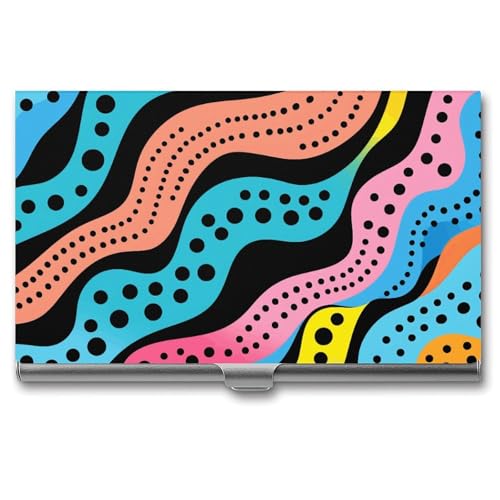 BSCKKDMN Visitenkartenetui, schmal, tragbar, Metall, Farbstreifen, Tasche, Namenskartenhalter, Geldbörse für Männer und Frauen, Büro, Reisen von BSCKKDMN