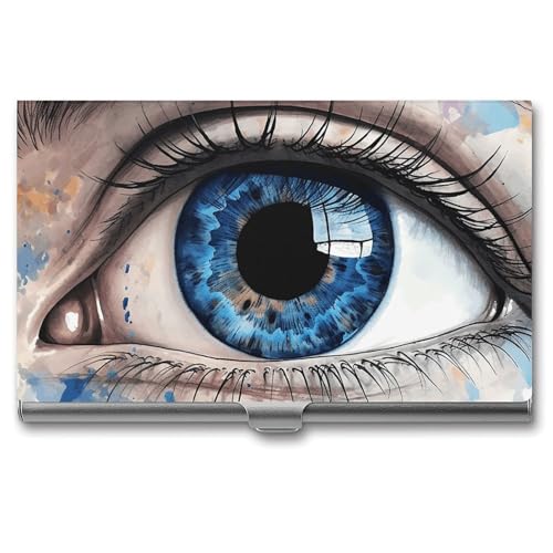 BSCKKDMN Visitenkartenetui, schmal, tragbar, Metall, Visitenkartenetui, blaue Augentasche, Namenskartenhalter, Brieftasche für Männer und Frauen, Büro, Reisen von BSCKKDMN