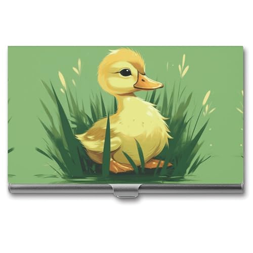 BSCKKDMN Visitenkartenetui, schmal, tragbar, Metall, kleine Ente auf grünem Gras, Tasche, Namenskartenhalter, Brieftasche für Männer und Frauen, Büro, Reisen BSCKKDMN Visitenkartenetui, schmal, tragbar, Metall, kleine Ente auf grünem Gras, Tasche, Namenskartenhalter, Brieftasche für Männer und Frauen, Büro, Reisen von BSCKKDMN
