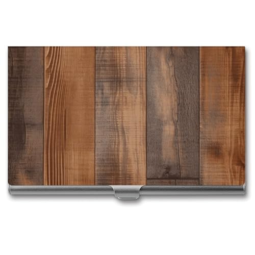 BSCKKDMN Visitenkartenetui Slim Portable Metall Visitenkartenetui Braun Holztasche Namenskartenhalter Brieftasche für Männer Frauen Büro Reisen von BSCKKDMN