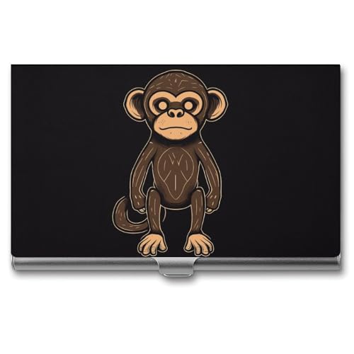 BSCKKDMN Visitenkartenetui Slim Portable Metall Visitenkartenetui Dunkelbraun Affentasche Namenskartenhalter Brieftasche für Männer Frauen Büro Reisen von BSCKKDMN