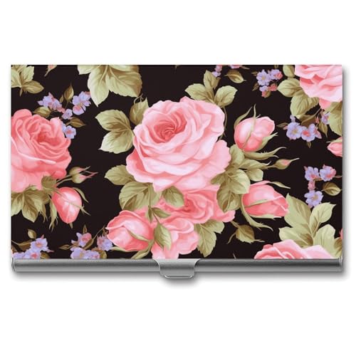 BSCKKDMN Visitenkartenetui Slim Portable Metall Visitenkartenetui Schöne Rose Pocket Namenskartenhalter Brieftasche für Männer Frauen Büro Reisen von BSCKKDMN