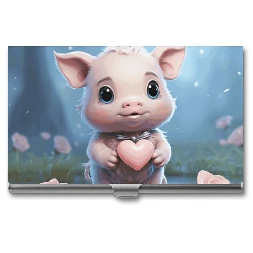 BSCKKDMN Visitenkartenhalter, schlank, tragbar, Metall, Cartoon-Design, mit Herzfach, Namenskartenhalter, Geldbörse für Männer und Frauen, Büro, Reisen von BSCKKDMN