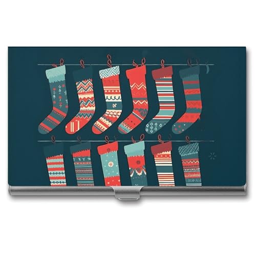 BSCKKDMN Visitenkartenhalter, schlank, tragbar, Metall, Visitenkartenetui, Cartoon-Weihnachtsstrumpf, Tasche, Namenskartenhalter, Geldbörse für Männer und Frauen, Büro, Reisen von BSCKKDMN