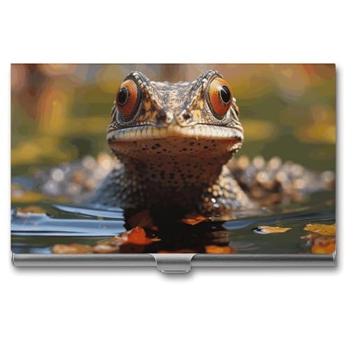 BSCKKDMN Visitenkartenhalter, schlank, tragbar, Metall, Visitenkartenetui, Eidechse, schwimmende Tasche, Namenskartenhalter, Geldbörse für Männer und Frauen, Büro, Reisen von BSCKKDMN