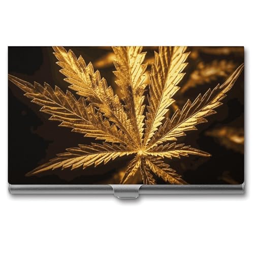 BSCKKDMN Visitenkartenhalter, schlank, tragbar, Metall, Visitenkartenetui, Goldenes Cannabisfach, Namenskartenhalter, Brieftasche für Männer und Frauen, Büro, Reisen BSCKKDMN Visitenkartenhalter, schlank, tragbar, Metall, Visitenkartenetui, Goldenes Cannabisfach, Namenskartenhalter, Brieftasche für Männer und Frauen, Büro, Reisen von BSCKKDMN