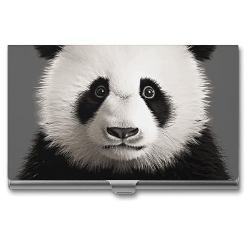 BSCKKDMN Visitenkartenhalter, schlank, tragbar, Metall, Visitenkartenetui, Pandabär-Kopf-Tasche, Namenskartenhalter, Brieftasche für Männer und Frauen, Büro, Reisen von BSCKKDMN