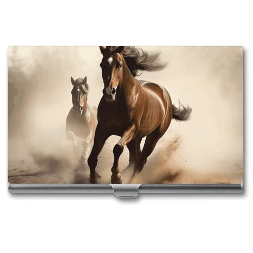 BSCKKDMN Visitenkartenhalter, schlank, tragbar, Metall, Visitenkartenetui, Tiere, Pferd, Lauftasche, Namenskartenhalter, Geldbörse für Männer und Frauen, Büro, Reisen von BSCKKDMN