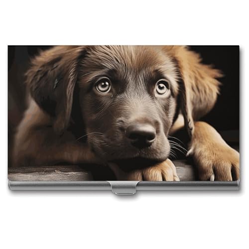 BSCKKDMN Visitenkartenhalter, schlank, tragbar, Metall, Visitenkartenetui, Welpen, Hund, Tasche, Namenskartenhalter, Geldbörse für Männer und Frauen, Büro, Reisen von BSCKKDMN