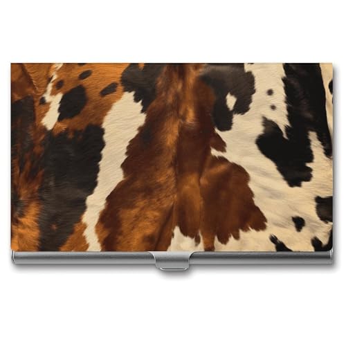 BSCKKDMN Visitenkartenhalter, schlank, tragbar, Metall, Visitenkartenetui, abstrakte Kuhhaut, Tasche, Namenskartenhalter, Brieftasche für Männer und Frauen, Büro, Reisen von BSCKKDMN