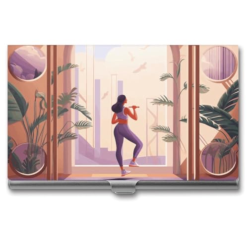 BSCKKDMN Visitenkartenhalter, schlank, tragbar, Metall, Visitenkartenetui, eine Frau, Trainingstasche, Namenskartenhalter, Geldbörse für Männer und Frauen, Büro, Reisen von BSCKKDMN