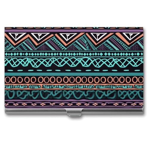BSCKKDMN Visitenkartenhalter, schlank, tragbar, Metall, einzigartiges Aztekenmuster, Tasche, Namenskartenhalter, Brieftasche für Männer und Frauen, Büro, Reisen von BSCKKDMN