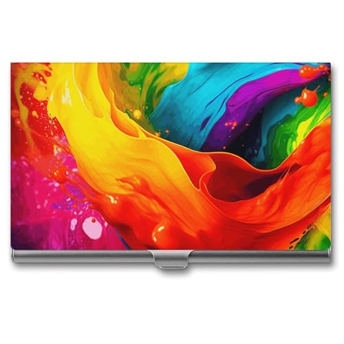 BSCKKDMN Visitenkartenhalter, schlank, tragbar, Metall, lebendige Farben, Tasche, Namenskartenhalter, Geldbörse für Männer und Frauen, Büro, Reisen von BSCKKDMN