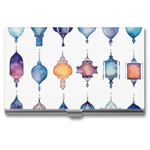 BSCKKDMN Visitenkartenhalter, schmal, tragbar, Metall, Aquarell-Laterne, Tasche, Namenskartenhalter, Geldbörse für Männer und Frauen, Büro, Reisen von BSCKKDMN