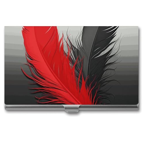 BSCKKDMN Visitenkartenhalter, schmal, tragbar, Metall, Rot und Schwarz, Federtasche, Namenskartenhalter, Geldbörse für Männer und Frauen, Büro, Reisen von BSCKKDMN