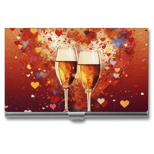 BSCKKDMN Visitenkartenhalter, schmal, tragbar, Metall, buntes Herz, Champagnerfach, Namenskartenhalter, Geldbörse für Männer und Frauen, Büro, Reisen von BSCKKDMN