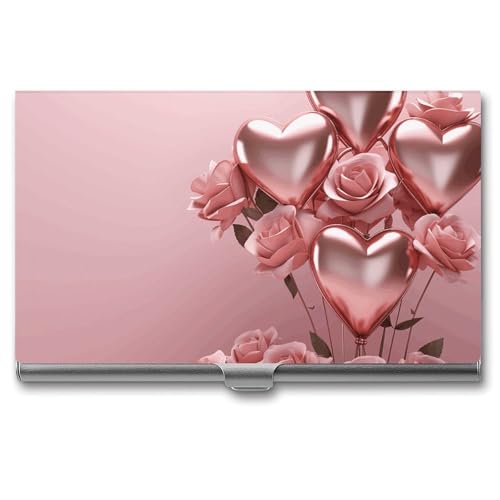 BSCKKDMN Visitenkartenhalter Slim Portable Metall Visitenkartenetui Rose Ballon Herz Tasche Namenskartenhalter Brieftasche für Männer Frauen Büro Reisen von BSCKKDMN