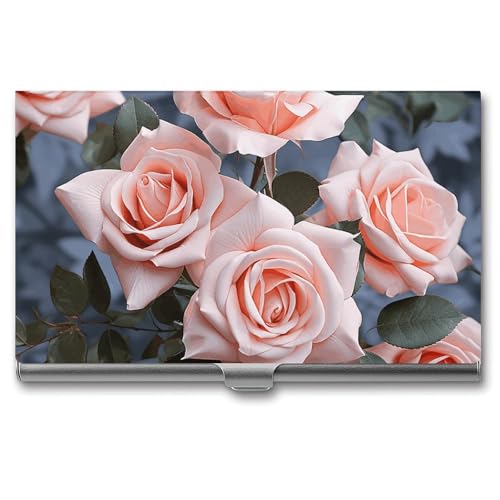 BSCKKDMN Visitenkartenhalter Slim Portable Metall Visitenkartenetui Rose Blumen Tasche Namenskartenhalter Brieftasche für Männer Frauen Büro Reisen von BSCKKDMN