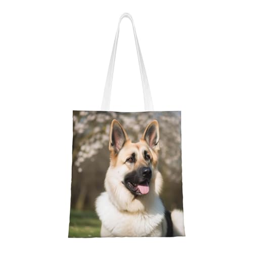 BSCKKDMN Waschbär-Statuen-Tragetasche für Damen, Segeltuch-Schultertasche mit Taschen, Einkaufstasche, niedliche, wiederverwendbare Einkaufstasche, Deutscher Schäferhund, Einheitsgröße von BSCKKDMN