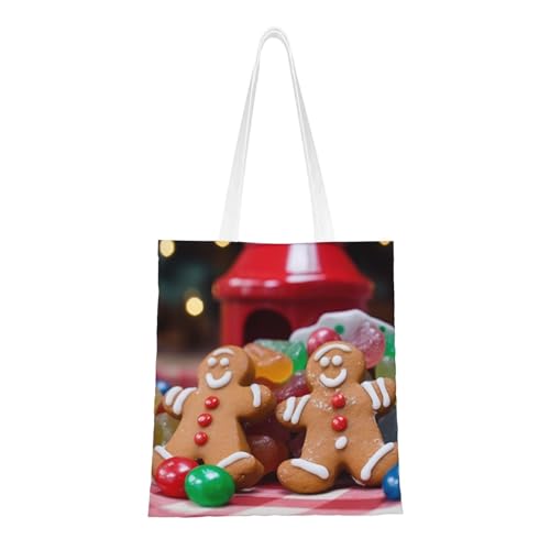 BSCKKDMN Waschbär-Statuen-Tragetasche für Damen, Segeltuch-Schultertasche mit Taschen, Einkaufstasche, niedliche, wiederverwendbare Einkaufstasche, Lebkuchenmann-Süßigkeit, Einheitsgröße BSCKKDMN Waschbär-Statuen-Tragetasche für Damen, Segeltuch-Schultertasche mit Taschen, Einkaufstasche, niedliche, wiederverwendbare Einkaufstasche, Lebkuchenmann-Süßigkeit, Einheitsgröße von BSCKKDMN