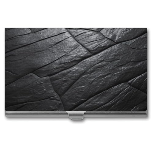 Visitenkartenetui Slim Portable Metall Visitenkartenetui Schwarz Stein Tasche Namenskartenhalter Brieftasche für Männer Frauen Büro Reisen von BSCKKDMN