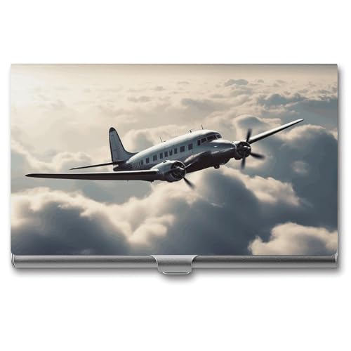 Visitenkartenhalter, schlank, tragbar, Metall, Visitenkartenetui, Flugzeug in den Wolken, Tasche, Namenskartenhalter, Brieftasche für Männer und Frauen, Büro, Reisen Visitenkartenhalter, schlank, tragbar, Metall, Visitenkartenetui, Flugzeug in den Wolken, Tasche, Namenskartenhalter, Brieftasche für Männer und Frauen, Büro, Reisen von BSCKKDMN