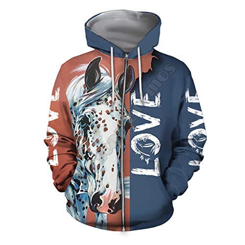 BSDASH Mode Männer Frauen Hoodies Appaloosa Pferd 3D gedruckt Hooded Sweatshirt Casual Street Kostüm Color as The picture2 XXXL von BSDASH