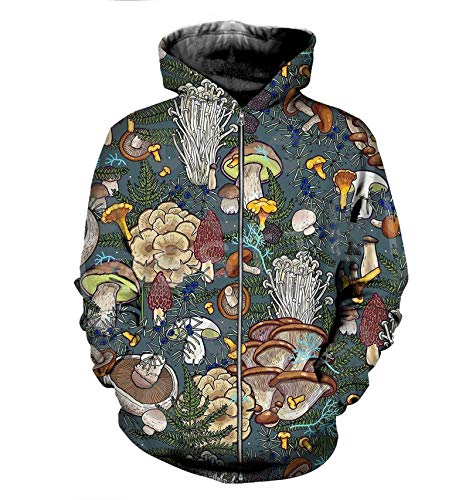 BSDASH Plants Mushroom Pilz Camo Lustige Mode Trainingsanzug Pullover 3Dprint Reißverschluss Hoodies Sweatshirts Jacke Gr. XX-Large, Reißverschluss von BSDASH