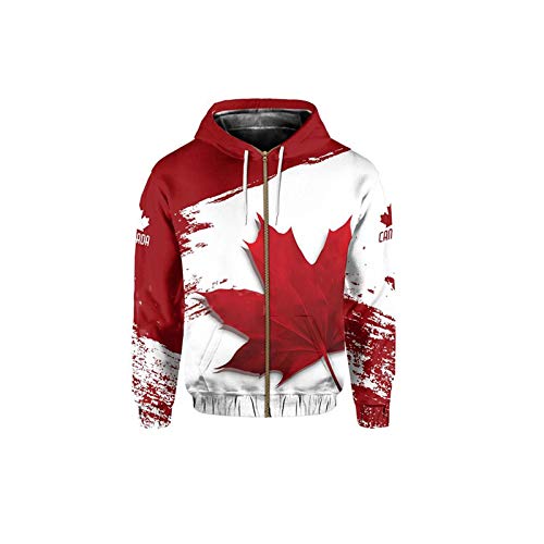 Landesflagge Kanada-Symbol Maple Leaf Bunter Pullover Herren Damen Trainingsanzug Reißverschluss Jacke 3Dprint Streetwear Hoodies Gr. XXX-Large, Reißverschluss von BSDASH