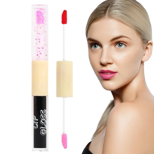 Doppelseitiger Lipgloss - Doppelseitiger Lipgloss - Wasserfester Lippenstift mit Spiegeleffekt für Frauen, feuchtigkeitsspendendes Lipglossöl, feuchtigkeitsspendendes Lippenöl, doppelköpfiger Bseid von BSEID