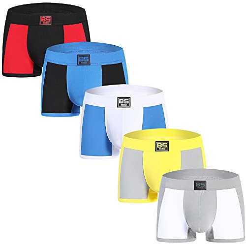 BSHETR Herren Boxershorts Unterwäsche Stilvolle weiche Mikrofaser Unterhosen 5er Pack (R135, Medium) von BSHETR