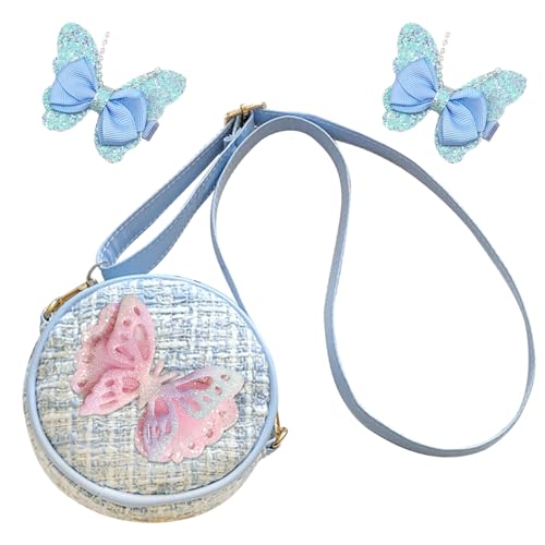 BSITSSS Kinder Umhängetasche Mädchen Kleine Handtaschen, Blau Kinderhandtaschen für Mädchen, Handtasche Mädchen mit Verstellbare Schultergurt, Süße Crossbody Tasche Umhängetasche Kinder 3-10 Jahre von BSITSSS