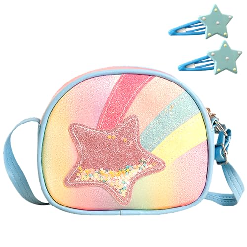 BSITSSS Kinder Umhängetasche Mädchen Kleine Handtaschen, Blau Kinderhandtaschen für Mädchen, Handtasche Mädchen mit Verstellbare Schultergurt, Süße Crossbody Tasche Umhängetasche Kinder 3-10 Jahre von BSITSSS