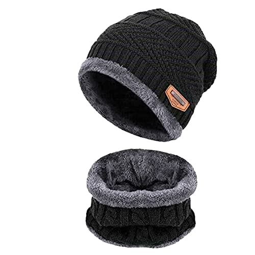 BSITSSS Mütze Herren Damen Schal Set,Beanie Herren Damen Schlauchschal Halstuch,Fleecefutter Warme Mützen loop Schal Strickmütze Wollmütze,2in1 Unisex Winter Warme Mütze Schal Set Geschenke für Männer von BSITSSS