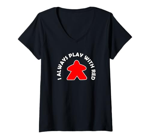 Damen I Always Play with RED mit rotem Meeple T-Shirt mit V-Ausschnitt Damen I Always Play with RED mit rotem Meeple T-Shirt mit V-Ausschnitt von BSKG