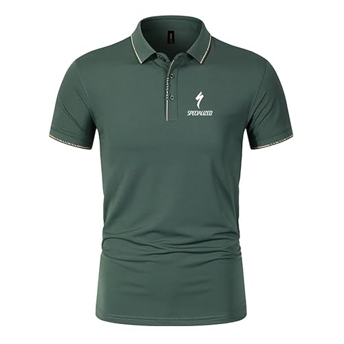 Herren/Frauen Sport Kurzarm SPE.ci_alized Printed T-Shirt 3-Reiher Saugfähig Quick Dry Golf Umlegekragen Shirts (Grün,M) von BSLONG