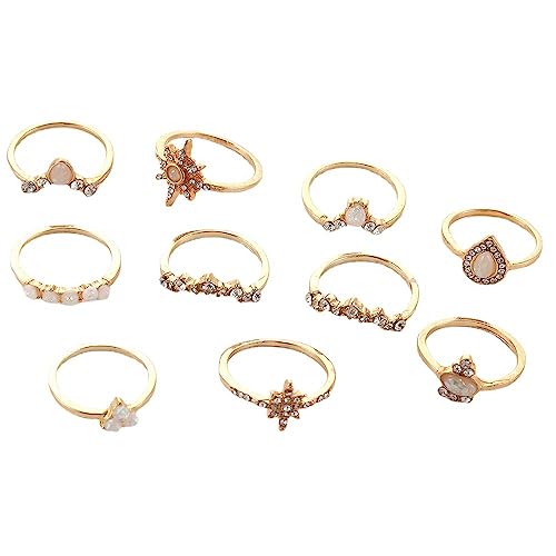 BSLVWG 10PCS Boho Ringe Set Gold Ringe Set Stapeln Knuckle Ringe Minimalistische Midi Ringe Mode Einfache Gelenk Finger Ringe Zubehör für Frauen und Teen Mädchen (05) von BSLVWG