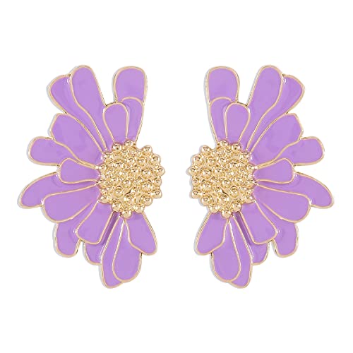 BSLVWG Blume Stud Ohrringe,Daisy Blume Ohrring Vintage Blume Bead Studs Statement Ohrringe Floral Mode Ohrringe Geschenke für Frauen Mädchen Trendy Schmuck (Lila) von BSLVWG