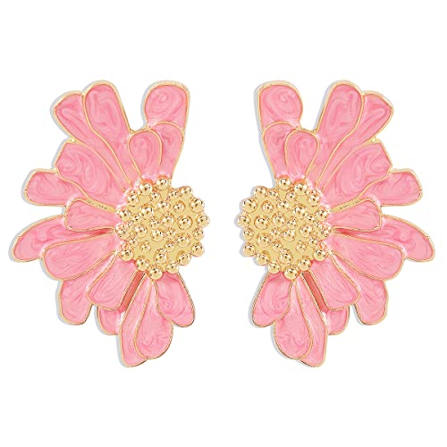 BSLVWG Blume Stud Ohrringe,Daisy Blume Ohrring Vintage Blume Bead Studs Statement Ohrringe Floral Mode Ohrringe Geschenke für Frauen Mädchen Trendy Schmuck (Rosa) von BSLVWG